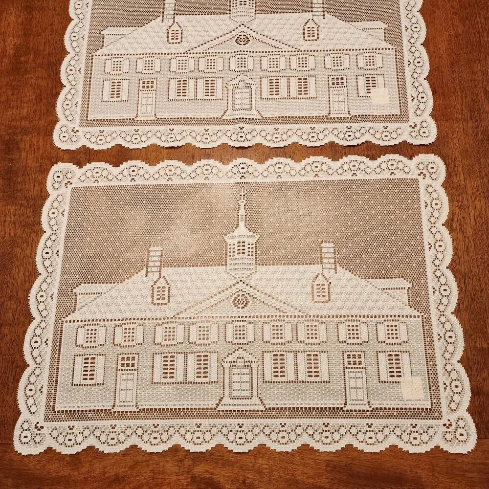 NWT Liechtenstein Polyester Lace White Placemats 13 X 9 in Colonial House